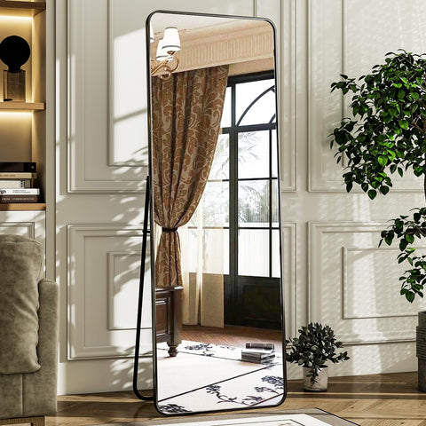 HARRITPURE front view full-length mirror showcasing elegant gold frame and full reflection benefit