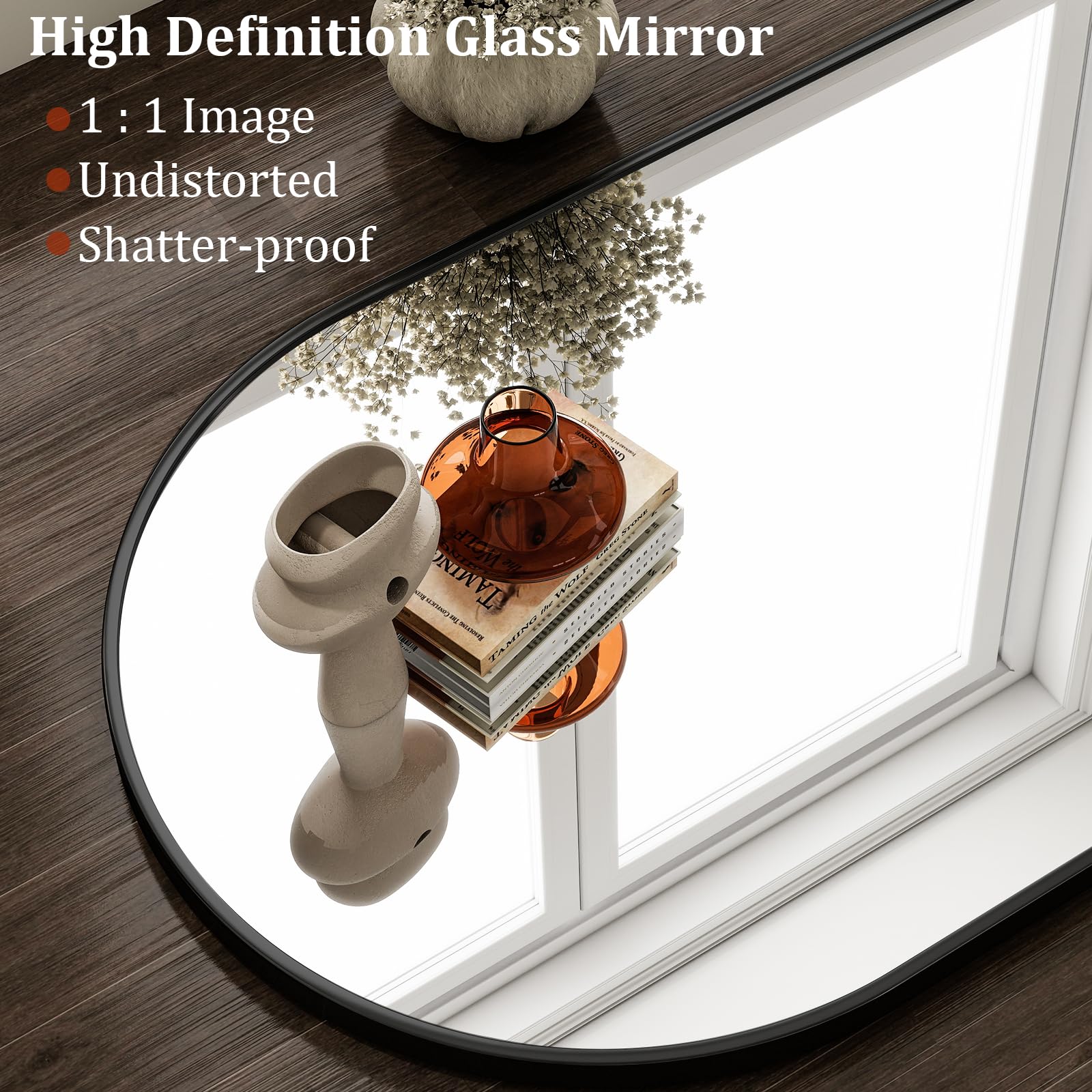 HARRITPURE mirror glass reflection detail shows high-clarity, distortion-free view