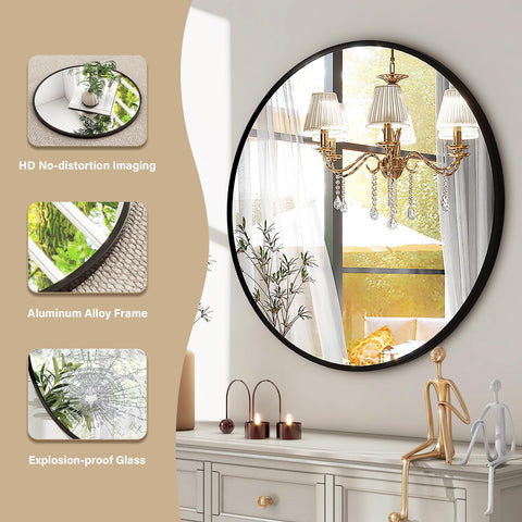 HARRITPURE mirror mounted above bathroom vanity enhancing light