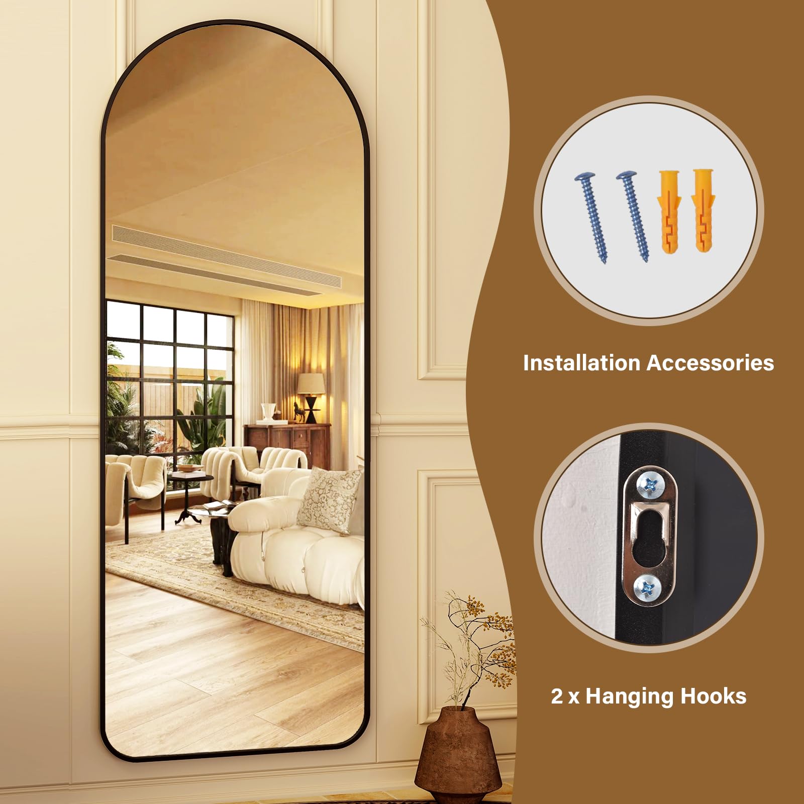 HARRITPURE size comparison next to doorway illustrating narrow fit and full-length view