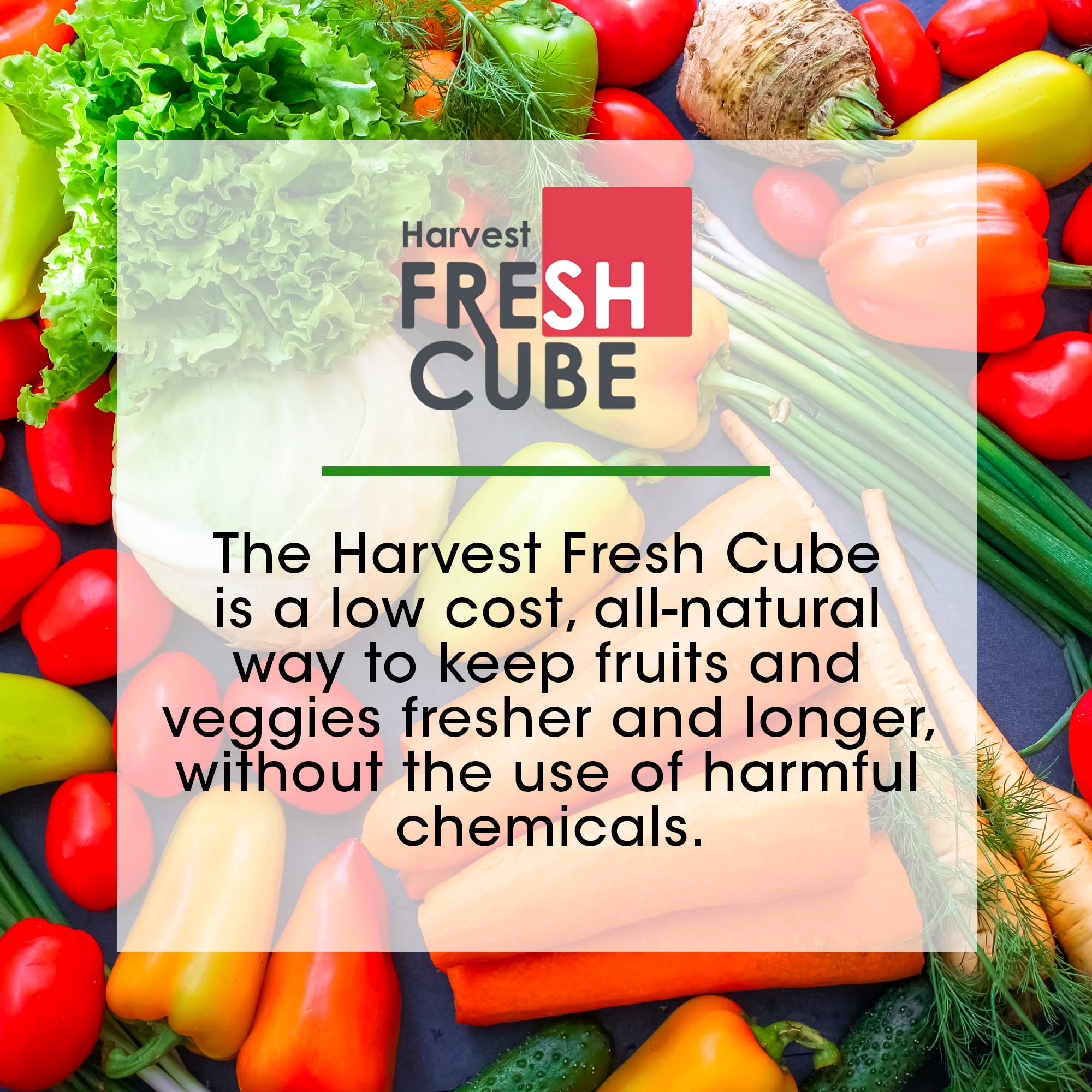 Harvest Fresh Cube placed in fridge crisper preserving fruits