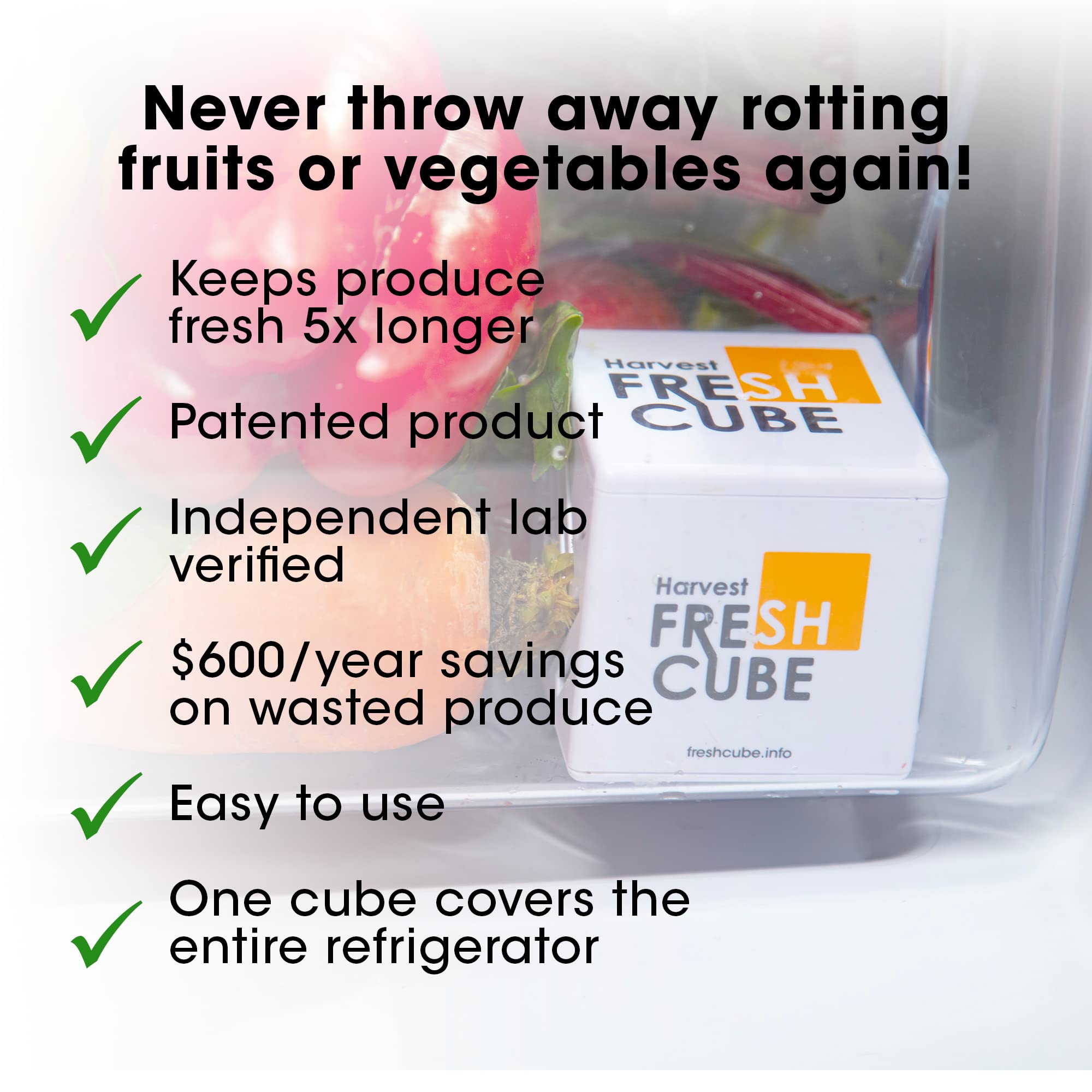 Harvest Fresh Cube unwrapped and ready to use for fresh produce