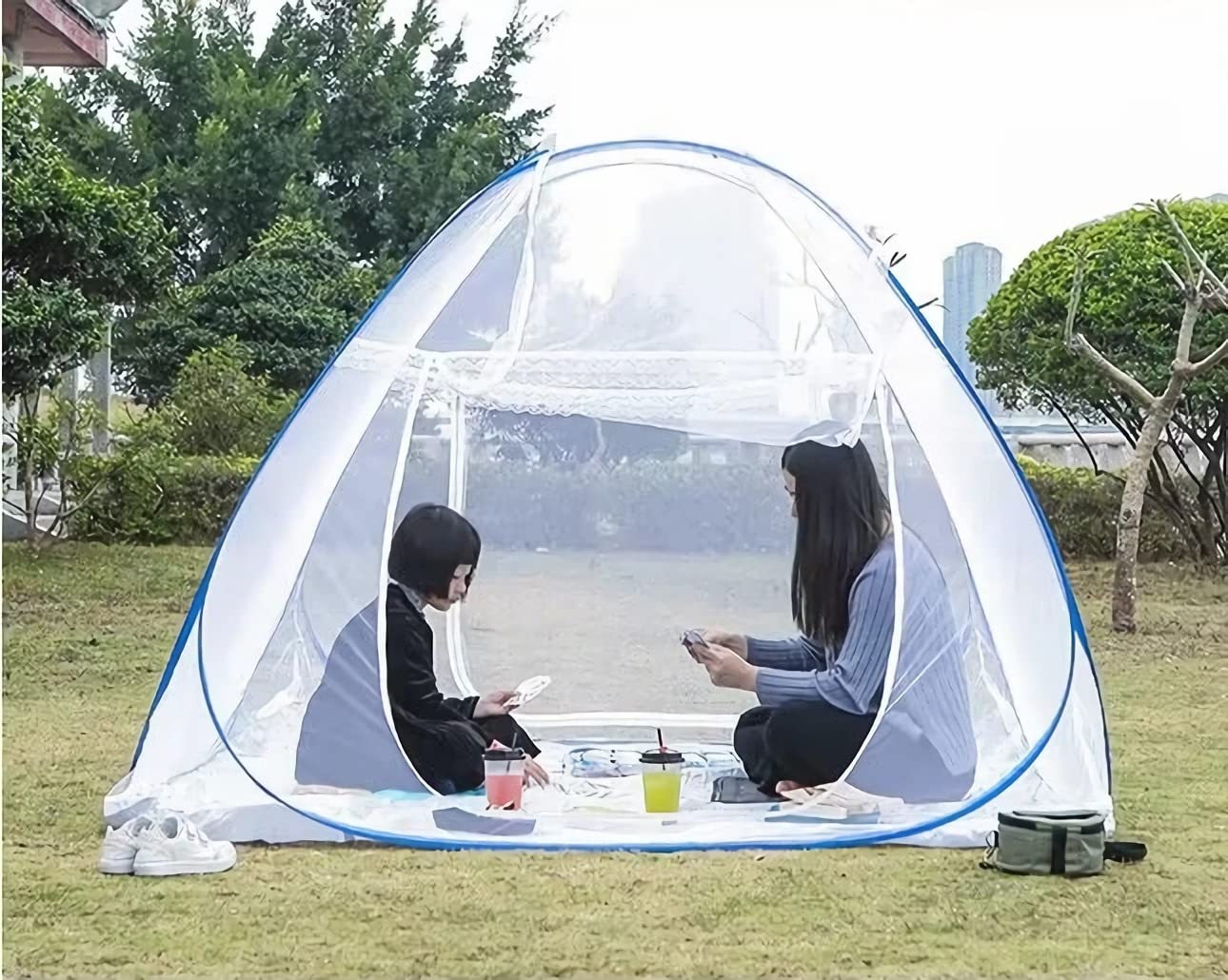 HARWAVE on king bed showing size and scale for roomy two-person sleeping area