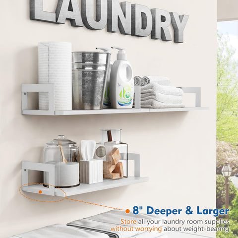 Harwaya bathroom decor display using shelves to maximize vertical space