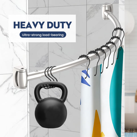 Haryaers rod in use with curtain demonstrating increased shower room