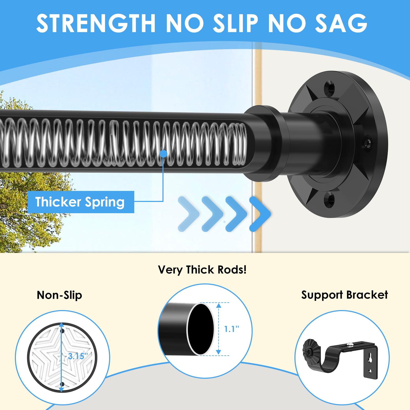 Haryaers rubber end pad detail showing 3.15-inch grip for slip resistance benefit