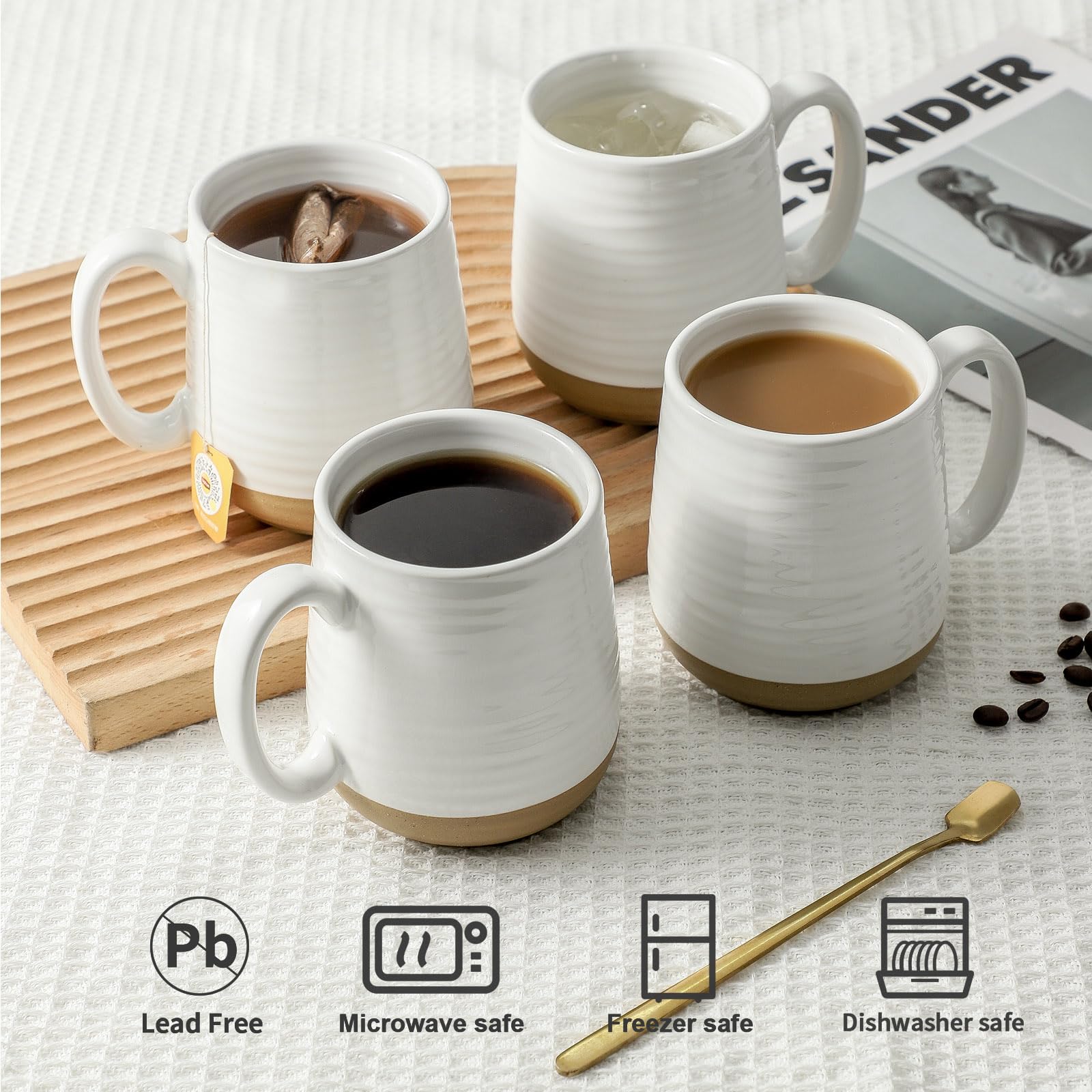 HASENSE mug in use with latte pour showcasing heat retention and serving benefit