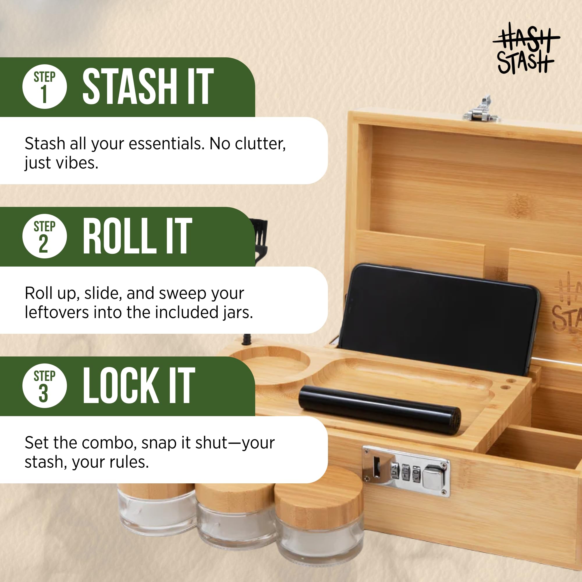 HASHSTASH combination lock detail demonstrating secure access protection benefit
