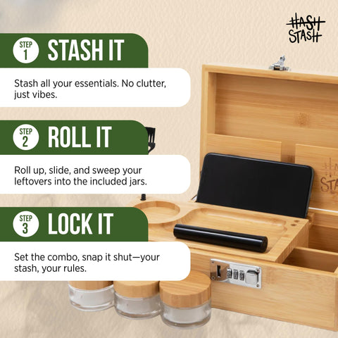HASHSTASH combination lock detail demonstrating secure access protection benefit
