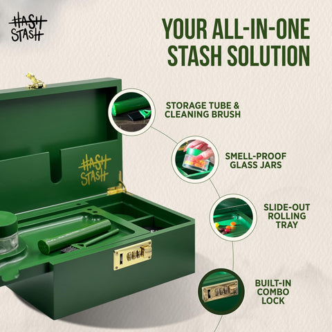 HASHSTASH open box displaying three airtight jars for organized storage
