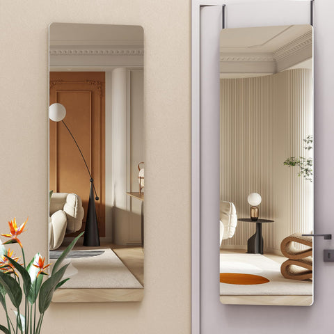 Hasipu front full-length mirror in white frame shows full outfit clearly