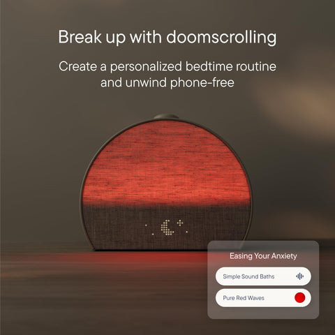 Hatch Restore 3 clock face close-up with dimmable display for low-light readability