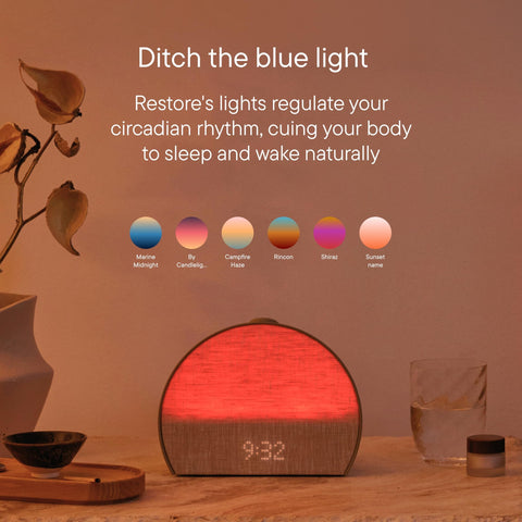 Hatch Restore 3 sunrise simulation glowing gradually to support gentler morning wake-ups