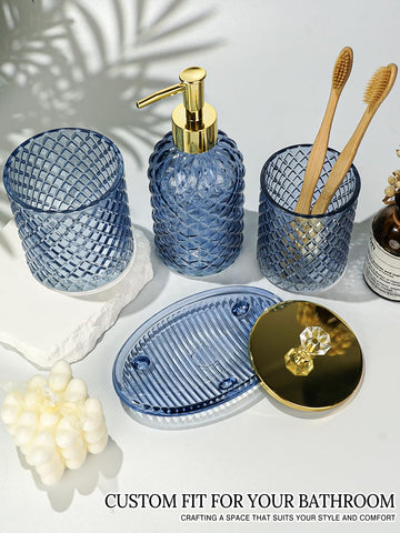 Haturi set staged on bathroom vanity creating coordinated, stylish look