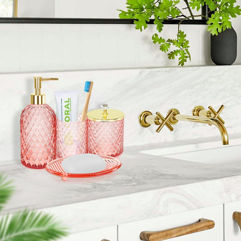 Haturi closeup of lotion dispenser pump highlighting durable gold plating