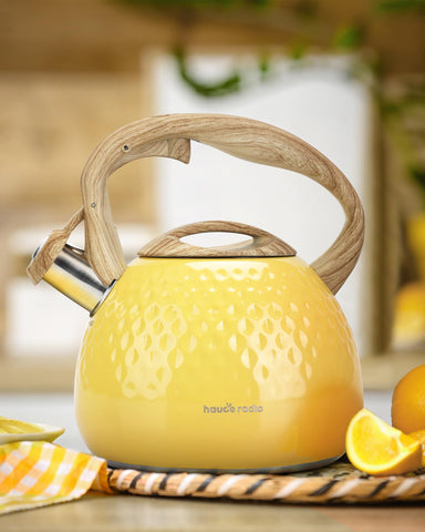 Hauce Radio kettle on stovetop showing induction and gas compatibility