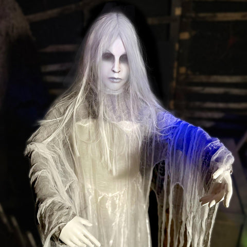 Haunted Hill Farm scale comparison next to doorway for size and fit reference