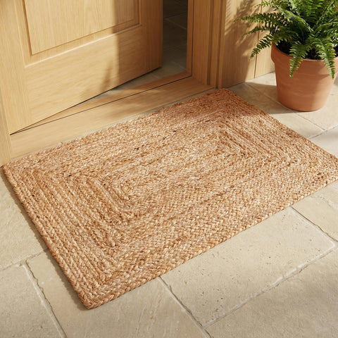 Hausattire jute rug placed in kitchen to protect floor and add warm texture