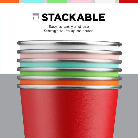 HAUSHOF cups on a camping table highlighting outdoor durability and convenience benefit