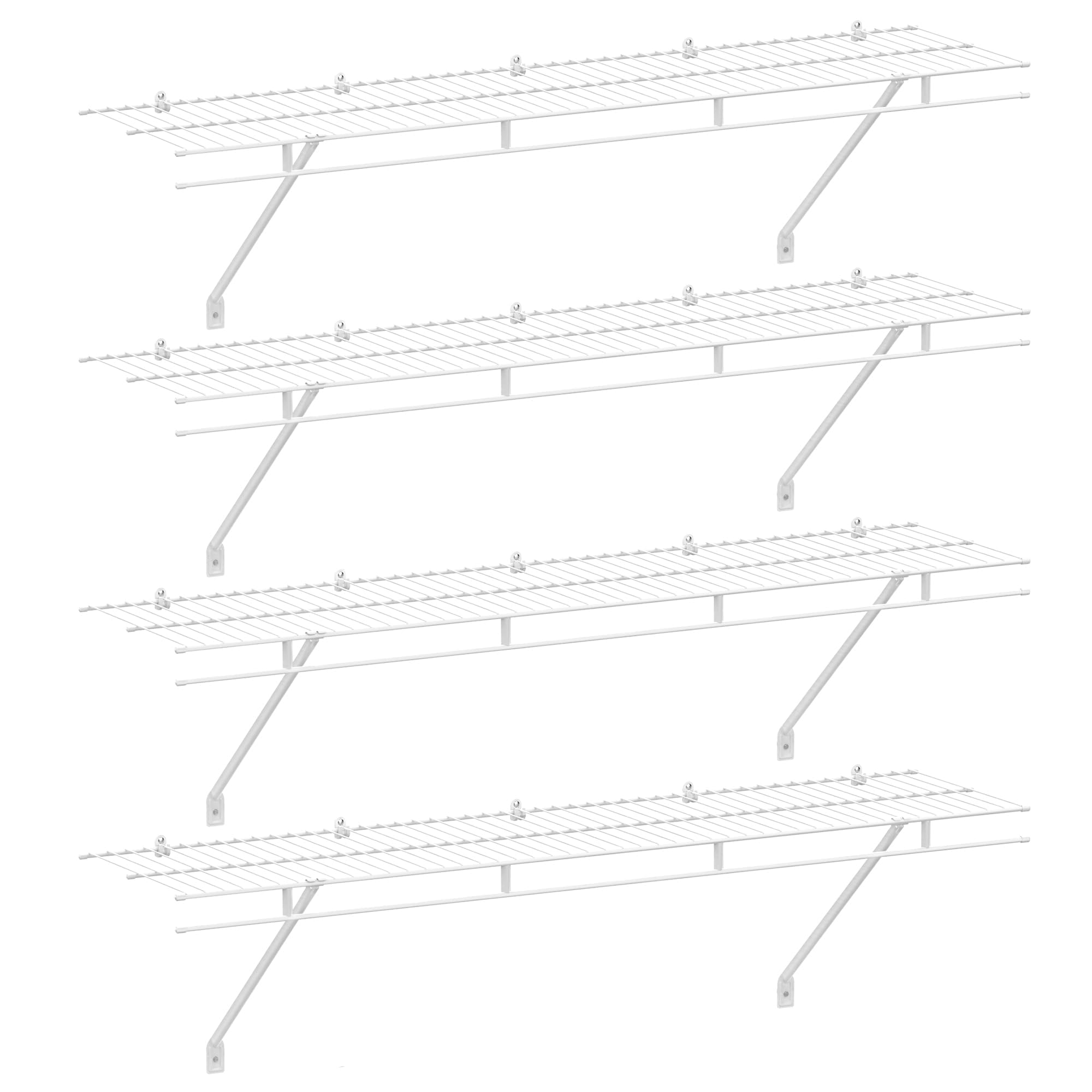 HAUSHOF front view of packaged 4-pack shelves showing compact kit and included hardware benefits airflow