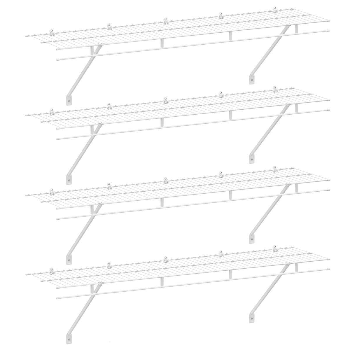 HAUSHOF front view of packaged 4-pack shelves showing compact kit and included hardware benefits airflow