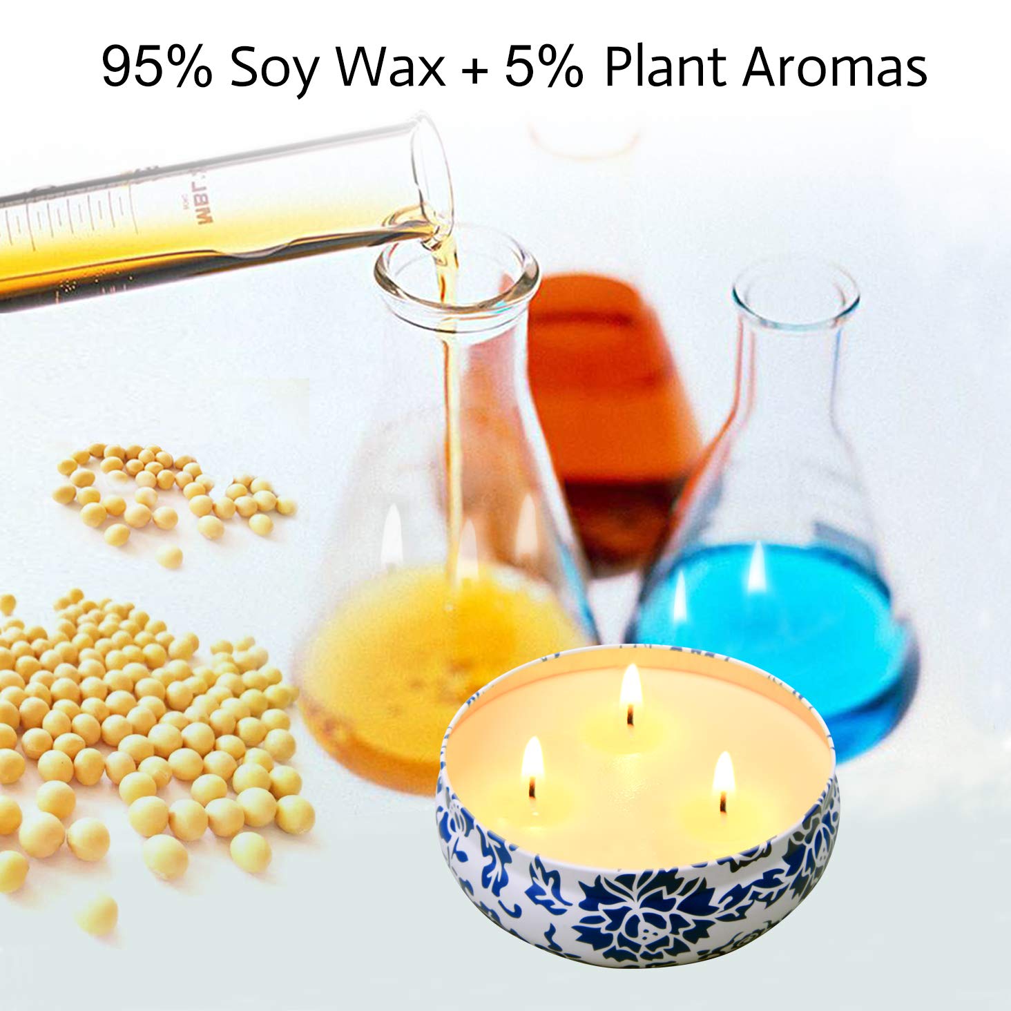Hausware citronella three-wicks close-up demonstrating even burn and stronger scent throw