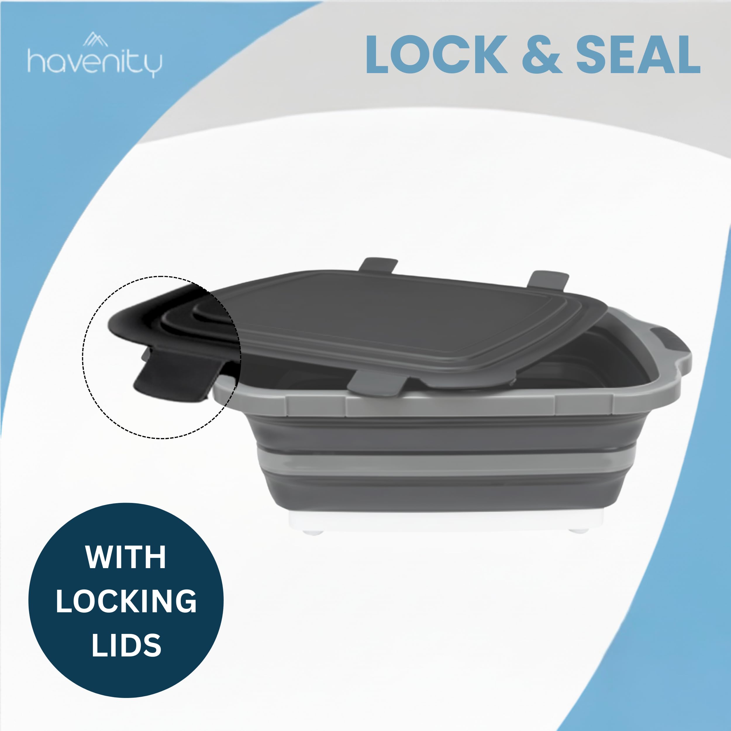 Havenity tub collapsed flat for easy storage and significant space savings