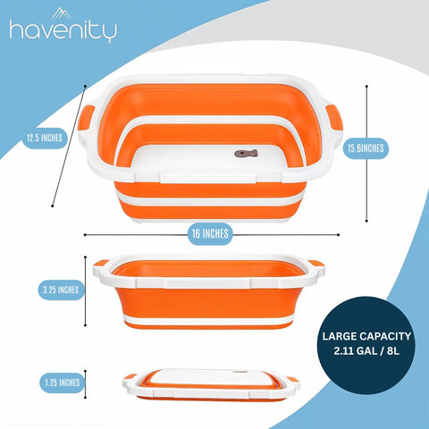 Havenity prep tub folded profile saving storage space and convenience