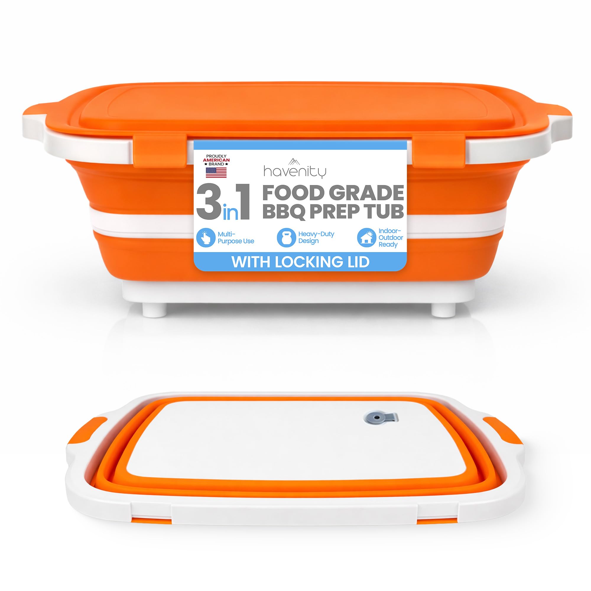 Havenity prep tub front view showing clean workstation and portability