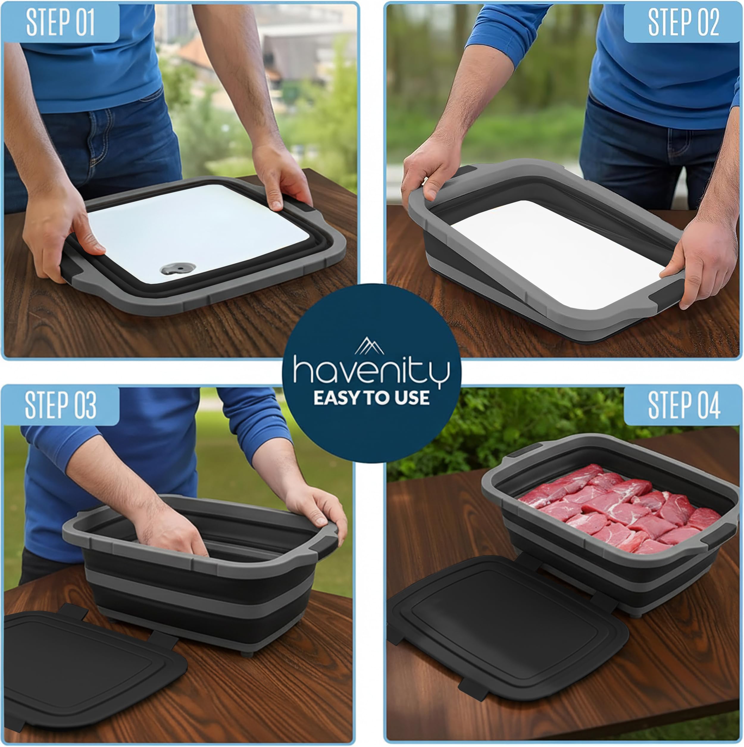 Havenity integrated handles making it simple to carry from kitchen to grill