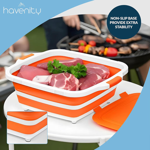 Havenity size comparison next to a chef's knife, shows true XL scale