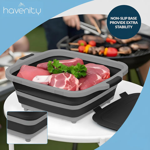 Havenity prep tub beside common items to illustrate compact 8L capacity