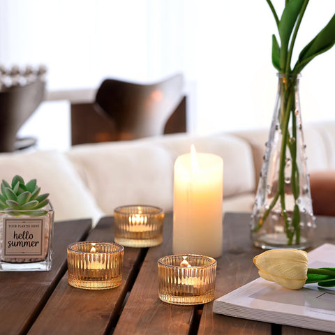 HAVITI holder beside a coin showing size and fit for standard tealight candles