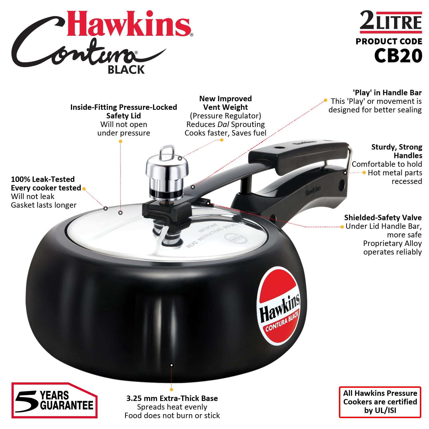 HAWKINS Contura on gas stovetop for fast, efficient cooking