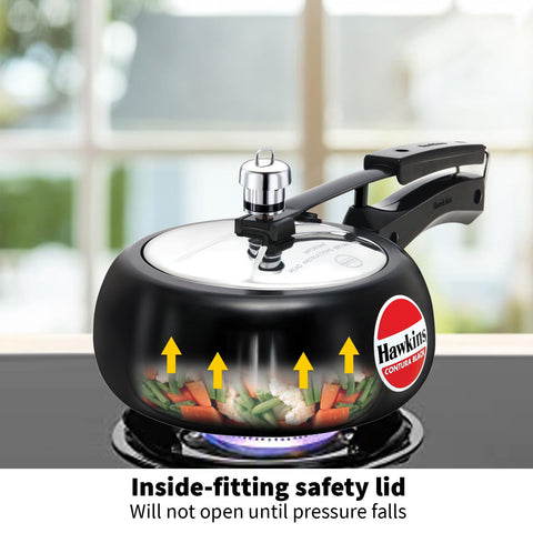 HAWKINS Contura curved interior for easier stirring and mixing