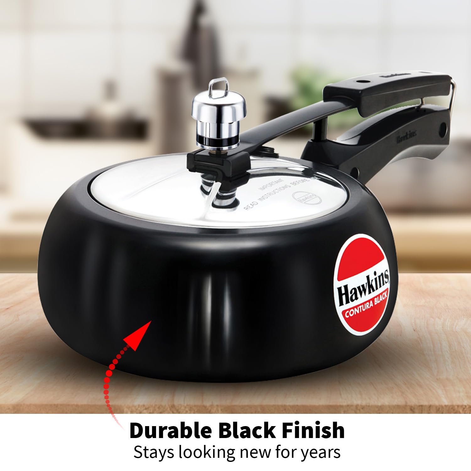 HAWKINS Contura pressure regulator visible for controlled cooking