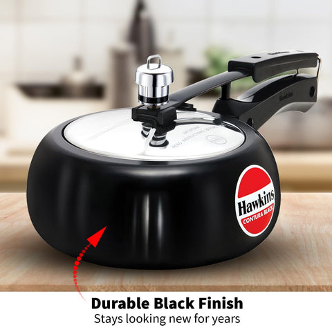 HAWKINS Contura pressure regulator visible for controlled cooking