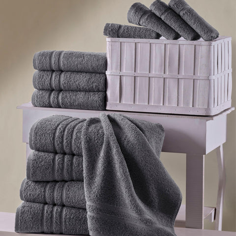 Hawmam hung in modern bathroom showing neutral linen-grey blending with décor