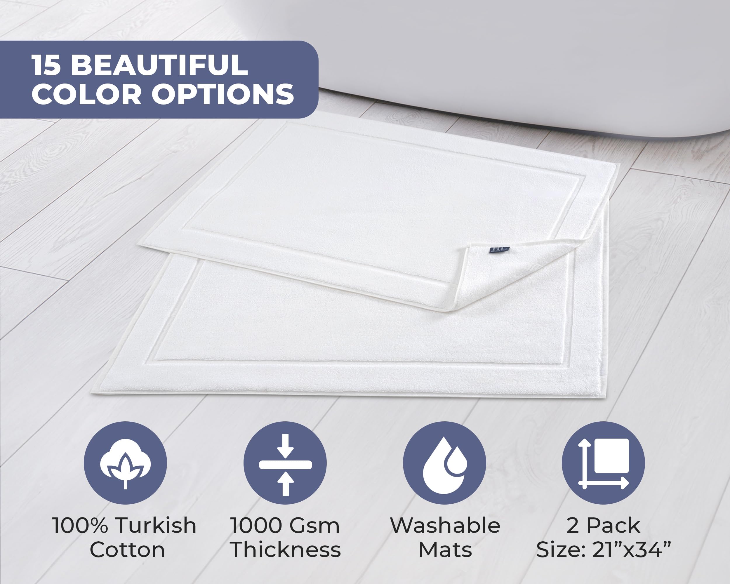 Hawmam Linen mat placed outside shower showing quick-drying benefit in use