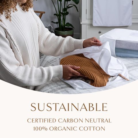 Hayden Hill folded cashmere sweater inside bag showing gentle protection