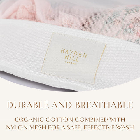 Hayden Hill small mesh laundry bag flat lay holding lingerie and delicate items safely