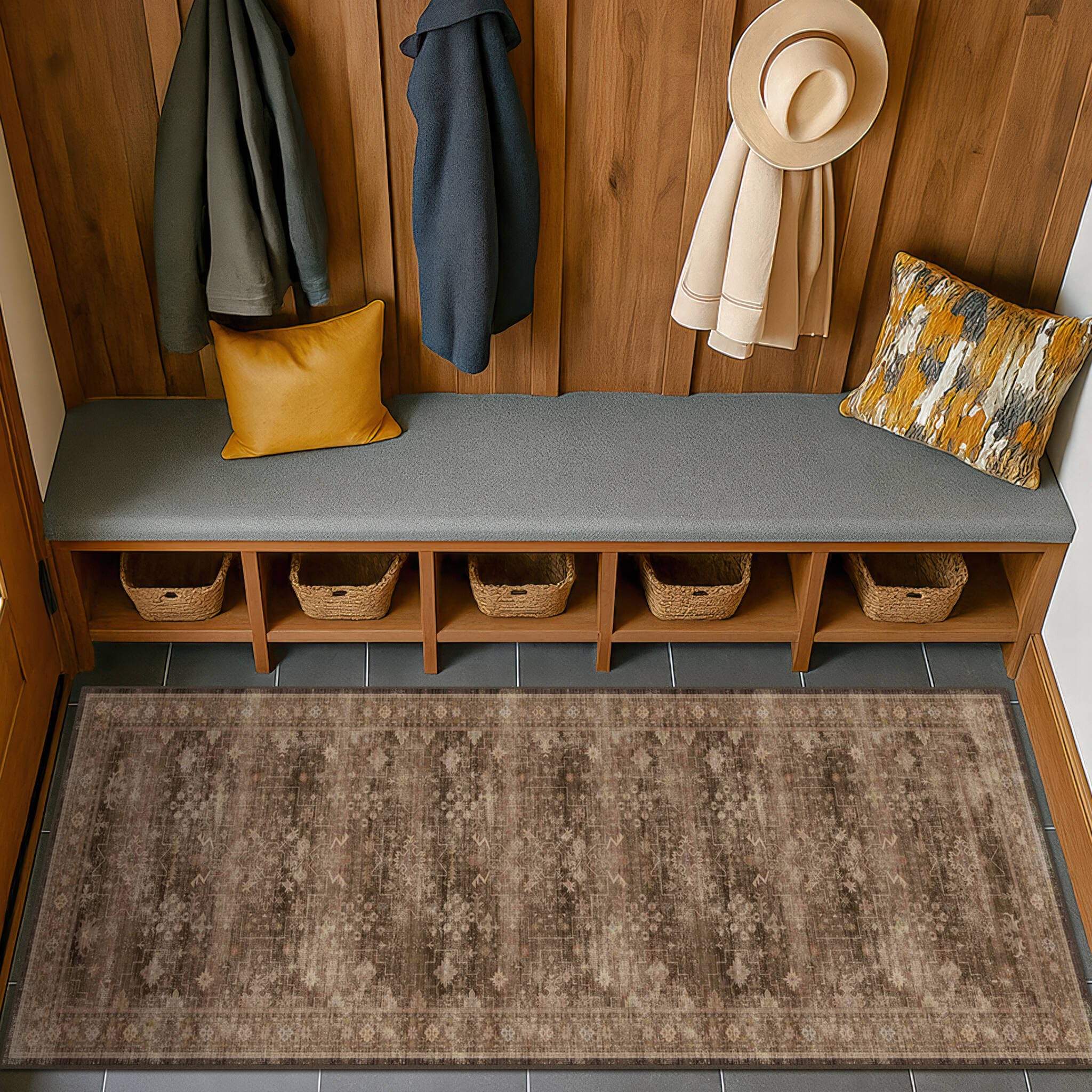 Hazo Haus bathroom runner placed for absorbency and traction