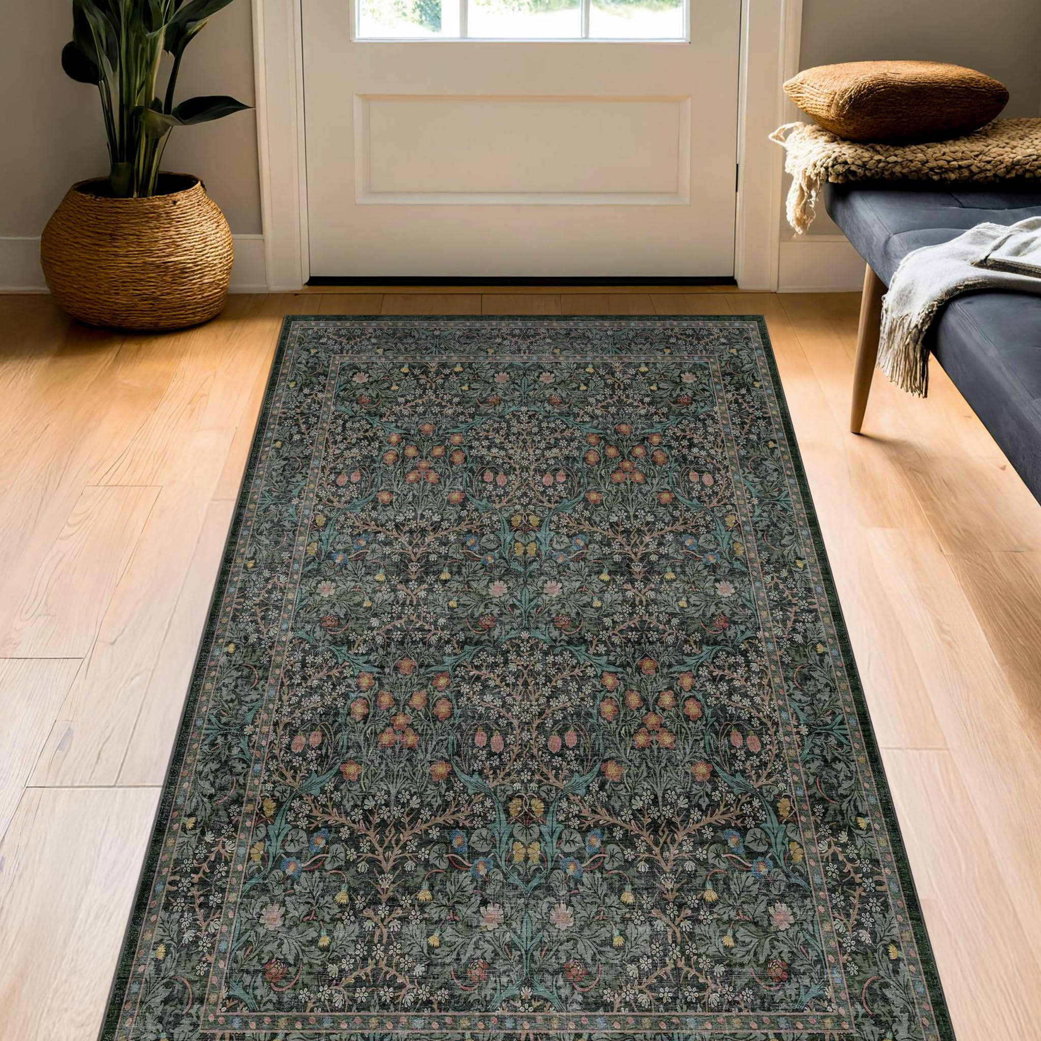 Hazo Haus unboxed and unfolded showing how the rug settles after shipping for a smooth finish