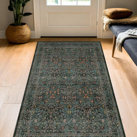 Hazo Haus unboxed and unfolded showing how the rug settles after shipping for a smooth finish