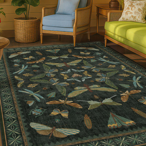 Hazo Haus folded rug with crease example and quick-settling fibers for easy setup