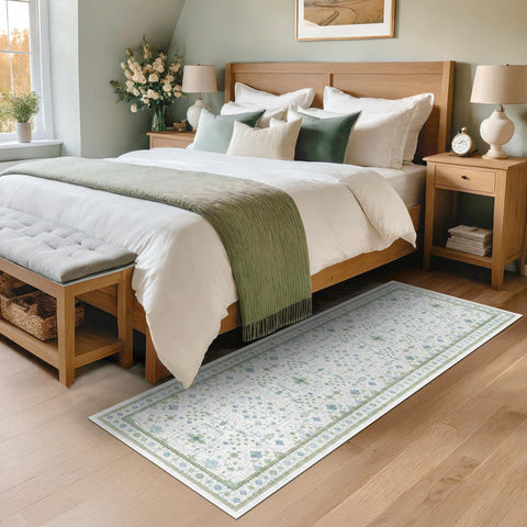 Hazo Haus folded rug with crease note and quick settling benefit