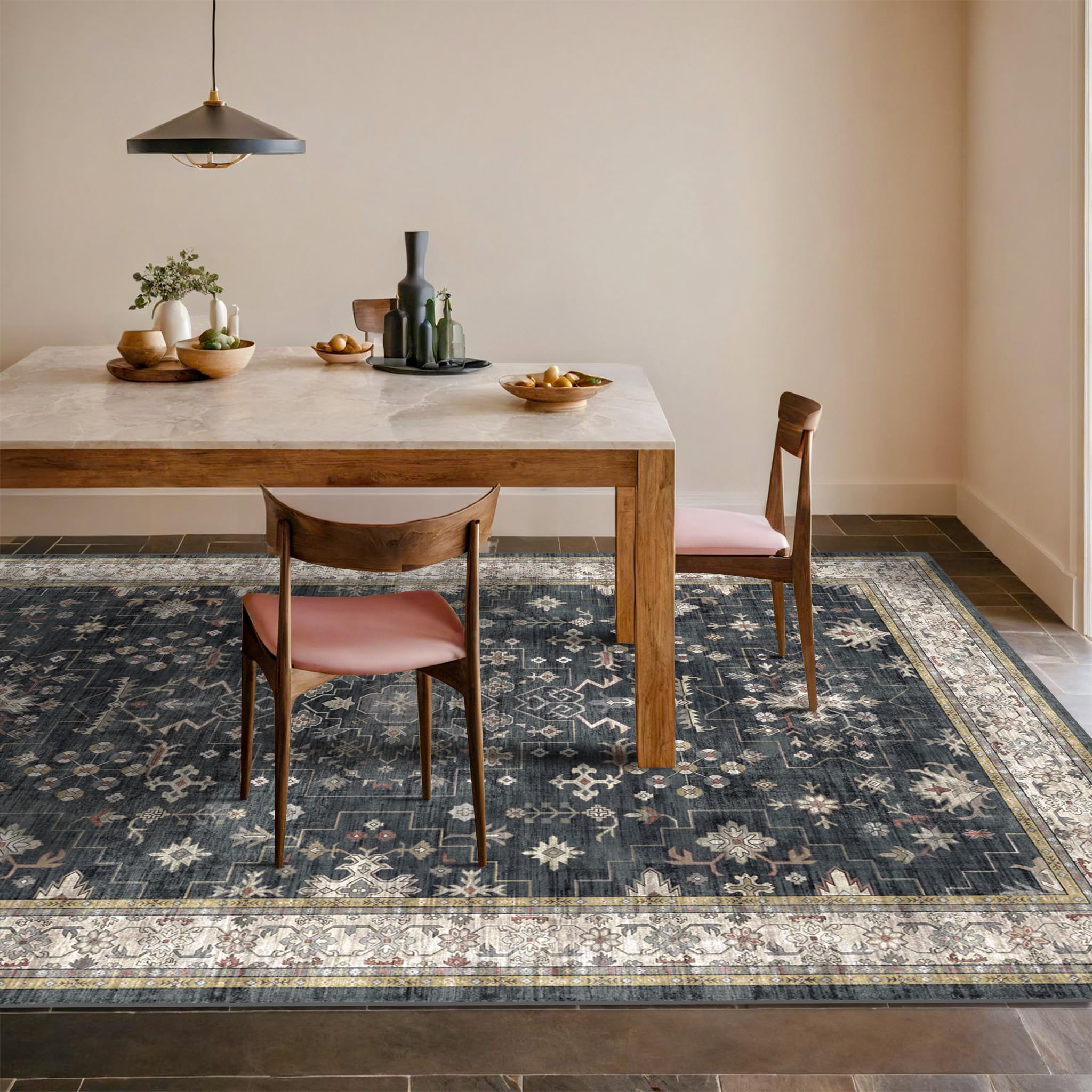 Hazo Haus front view of rug showing boho pattern and versatile placement benefit