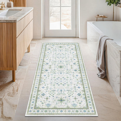 Hazo Haus front of runner rug showing pastel boho design and room-ready style