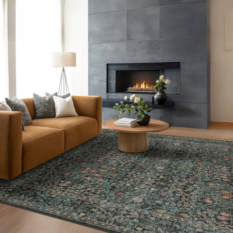 Hazo Haus rug in family room with child and pet, durable for everyday life