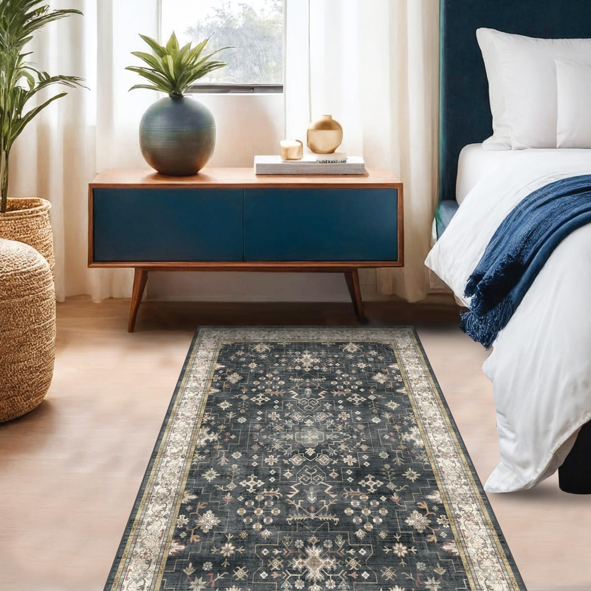 Hazo Haus rug in a reading nook showing cozy boho aesthetic and comfort